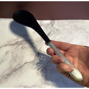 Salad Serving Spoon w/ black plastic 11 3/4" - King Richard by Towle - Sterling